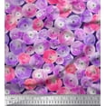 thumbnail image 1 of Soimoi Purple Cotton Duck Fabric Flower Watercolor Print Sewing Fabric Yard 42 Inch Wide, 1 of 3