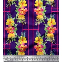 Soimoi Purple Cotton Duck Fabric Geometric & Floral Print Print Sewing Fabric By the Yard 44 Inch Wide