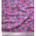 thumbnail image 1 of Soimoi Purple Cotton Duck Fabric Insect,Bird & Floral Artistic Print Fabric by The Yard 42 Inch Wide, 1 of 1