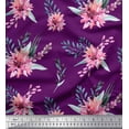 thumbnail image 1 of Soimoi Purple Cotton Duck Fabric Leaves & Chrysanthemum Floral Printed Craft Fabric by the Yard 42 Inch Wide, 1 of 3