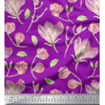 thumbnail image 1 of Soimoi Purple Cotton Duck Fabric Leaves & Magnolia Floral Fabric Prints By Yard 42 Inch Wide, 1 of 3