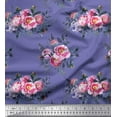 thumbnail image 1 of Soimoi Purple Cotton Duck Fabric Leaves & Pink Floral Print Sewing Fabric BTY 42 Inch Wide, 1 of 1