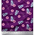 thumbnail image 1 of Soimoi Purple Cotton Duck Fabric Leaves & Ranunculus Floral Print Fabric by the Yard 42 Inch Wide, 1 of 3