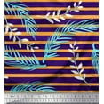 thumbnail image 1 of Soimoi Purple Cotton Duck Fabric Stripe & Palm Leaves Print Fabric by the Yard 44 Inch Wide, 1 of 3