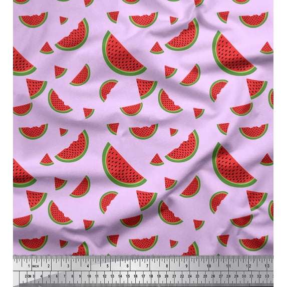 Soimoi Purple Cotton Duck Fabric Watermelon Fruits Fabric Prints By Yard 42 Inch Wide