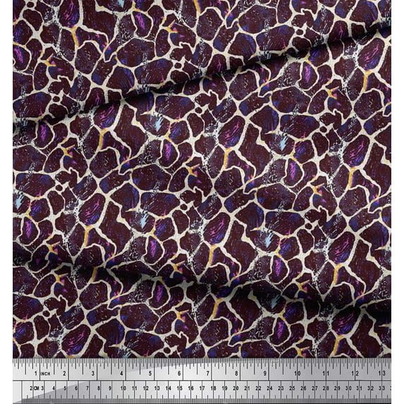 Soimoi Purple Cotton Jersey Fabric Giraffe Animal Skin Print Fabric by Yard 64 Inch Wide