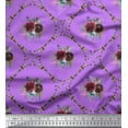 thumbnail image 1 of Soimoi Purple Cotton Jersey Fabric Leaves,Floral & Diamond Geometric Print Fabric by The Yard 64 Inch Wide, 1 of 3