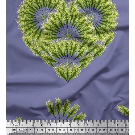 Soimoi Purple Cotton Jersey Fabric Pine Leaves Print Fabric by Yard 58 Inch Wide