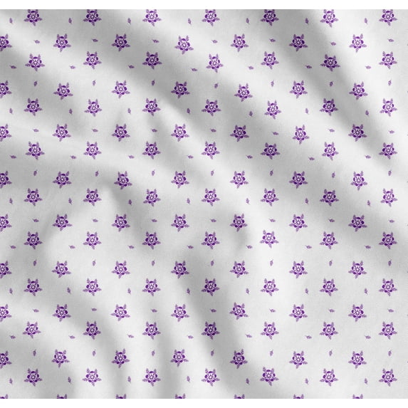 Soimoi Purple Cotton Poplin Fabric Artistic Floral Print Sewing Fabric Yard 42 Inch Wide