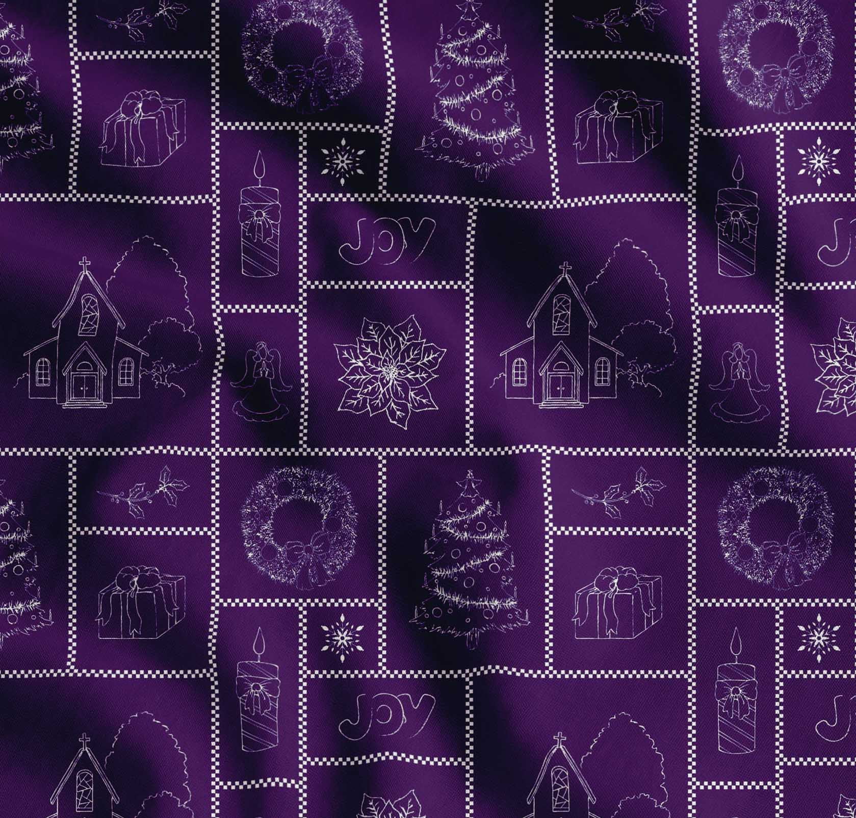 Soimoi Purple Cotton Poplin Fabric Christmas Theme Party Printed Craft Fabric by the Yard 42 Inch Wide