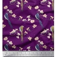 thumbnail image 1 of Soimoi Purple Cotton Poplin Fabric Floral & Paradise Whydah Bird Printed Fabric 1 Yard 58 Inch Wide, 1 of 3