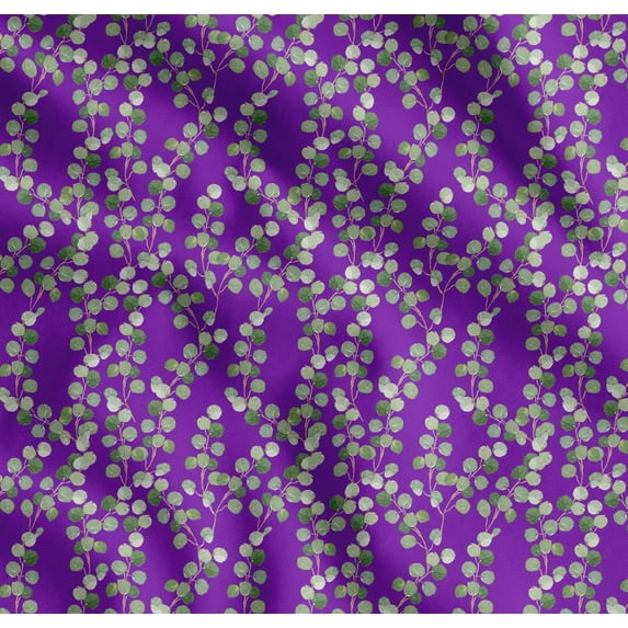 Soimoi Purple Cotton Poplin Fabric Leaf Leaves Print Fabric by the Yard 42 Inch Wide