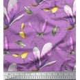 thumbnail image 1 of Soimoi Purple Cotton Poplin Fabric Leaves & Magnolia Floral Fabric Prints By Yard 42 Inch Wide, 1 of 3