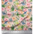 thumbnail image 1 of Soimoi Purple Cotton Poplin Fabric Leaves & Ranunculus Floral Decor Fabric Printed Yard 56 Inch Wide, 1 of 3