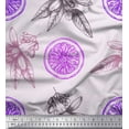 thumbnail image 1 of Soimoi Purple Cotton Poplin Fabric Lemon Slice & Floral Print Fabric by Yard 56 Inch Wide, 1 of 3