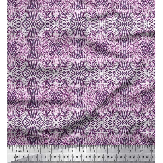 Soimoi Purple Cotton Poplin Fabric Leopard Animal Skin Print Fabric by the Yard 42 Inch Wide