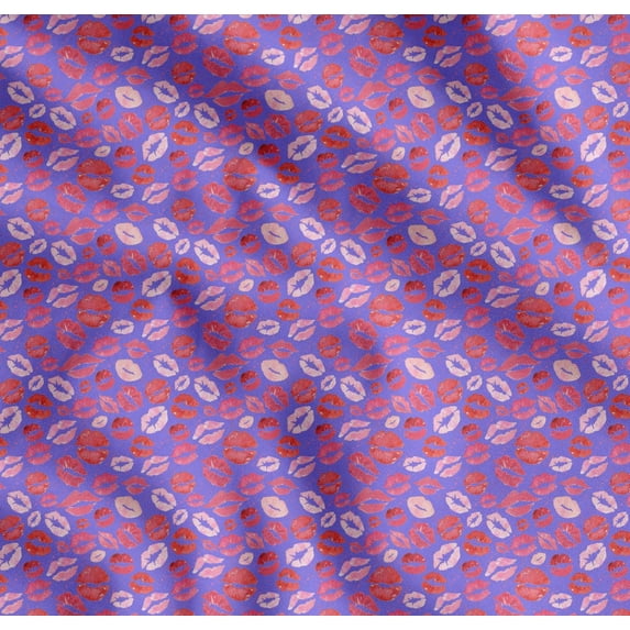 Soimoi Purple Cotton Poplin Fabric Lips Women Decor Fabric Printed Yard 42 Inch Wide
