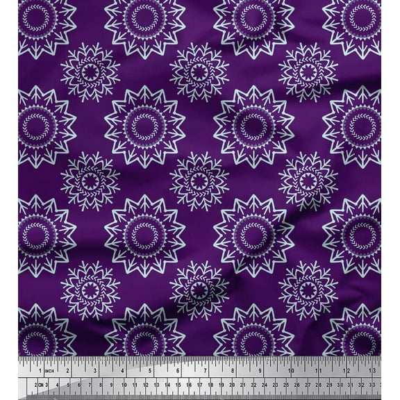 Soimoi Purple Cotton Poplin Fabric Mandala & Floral Fabric Prints By Yard 56 Inch Wide