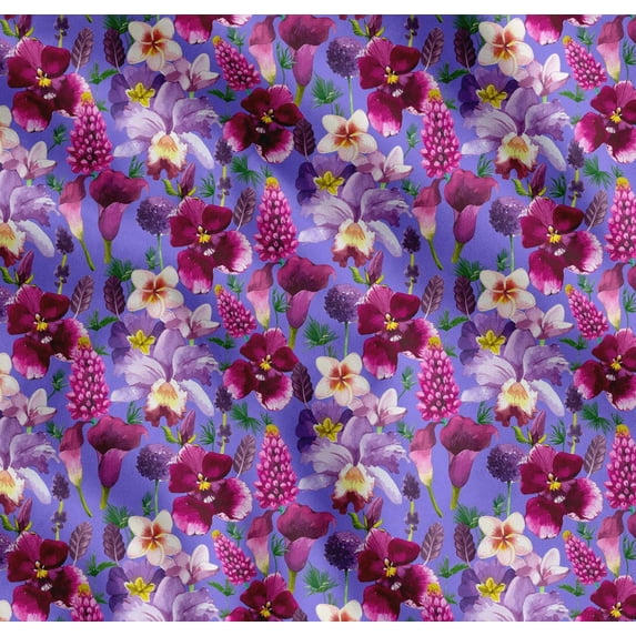 Soimoi Purple Cotton Poplin Fabric Pink & Purple Floral Watercolor Print Sewing Fabric BTY 56 Inch Wide