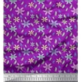 thumbnail image 1 of Soimoi Purple Cotton Poplin Fabric Print Feather Print Fabric by the Yard 56 Inch Wide, 1 of 3