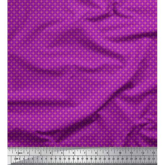 Soimoi Purple Cotton Voile Fabric Artistic Geometric Print Fabric by the Yard 42 Inch Wide