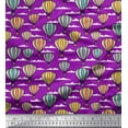 thumbnail image 1 of Soimoi Purple Cotton Voile Fabric Cloud & Hot Air Balloon Holiday Print Fabric by the Yard 42 Inch Wide, 1 of 3
