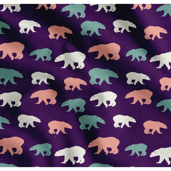 Soimoi Purple Cotton Voile Fabric Colorful Polar Bear Animal Print Fabric by the Yard 42 Inch Wide