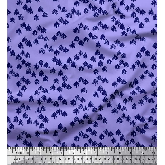 Soimoi Purple Cotton Voile Fabric Deodar Cedar Tree Fabric Prints By Yard 42 Inch Wide