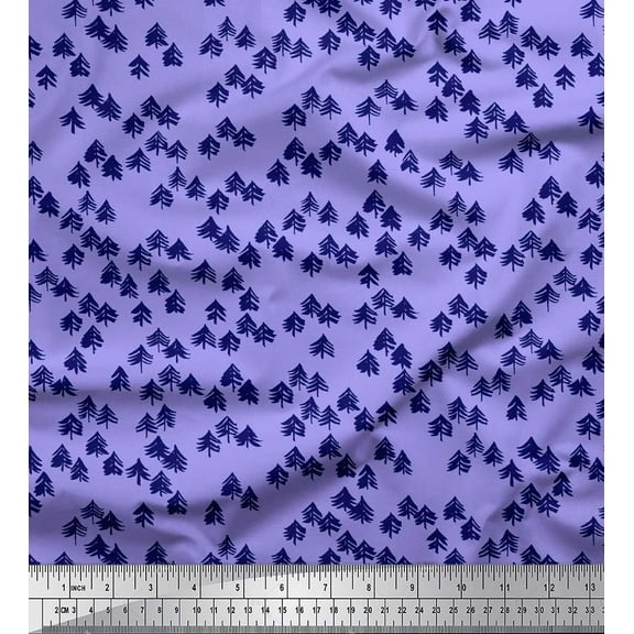 Soimoi Purple Cotton Voile Fabric Deodar Cedar Tree Fabric Prints By Yard 42 Inch Wide