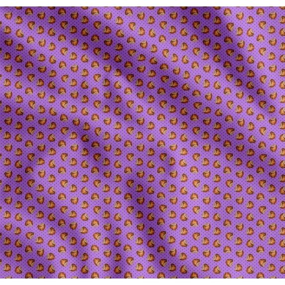 Soimoi Purple Cotton Voile Fabric Dot & Coconut Fruits Print Fabric by Yard 42 Inch Wide