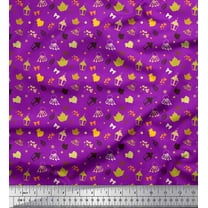 Soimoi Purple Cotton Voile Fabric Dot,Lantern & Autumn Leaves Clip Art Print Fabric by Yard 42 Inch Wide