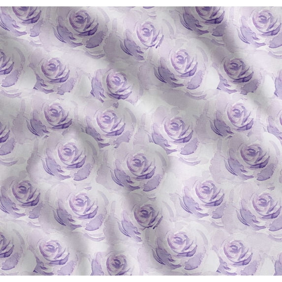 Soimoi Purple Cotton Voile Fabric Rose Floral Fabric Prints By Yard 42 Inch Wide