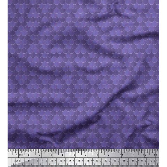Soimoi Purple Cotton Voile Fabric Scales Geometric Printed Fabric 1 Yard 42 Inch Wide