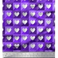 thumbnail image 1 of Soimoi Purple Cotton Voile Fabric Square & White Heart Print Fabric by Yard 42 Inch Wide, 1 of 3