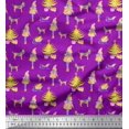 thumbnail image 1 of Soimoi Purple Cotton Voile Fabric Women,Gift Box & Tree Christmas Print Fabric by the Yard 42 Inch Wide, 1 of 3