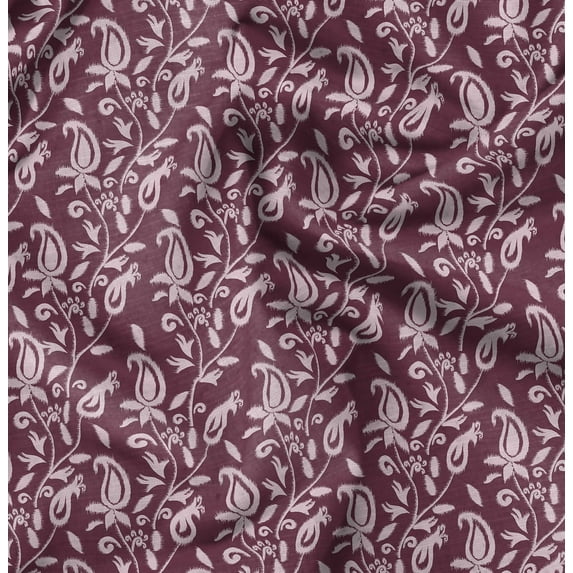 Soimoi Purple Fabric - By the Yard - 54 Inch Wide - Ikat Floral Illusion - Timeless Ikat Patterns on a Stylish Panel Print Printed Fabric