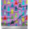 thumbnail image 1 of Soimoi Purple Georgette Viscose Fabric Christmas Tree Printed Fabric 1 Yard 42 Inch Wide, 1 of 3