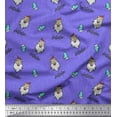 thumbnail image 1 of Soimoi Purple Georgette Viscose Fabric Gloves & Santa Face Christmas Printed Craft Fabric by the Yard 42 Inch Wide, 1 of 3