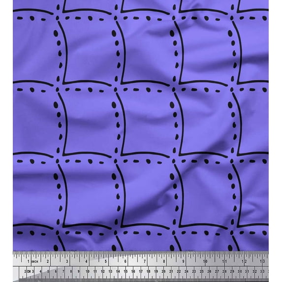 Soimoi Purple Georgette Viscose Fabric Tendril & Abstract Print Fabric by Yard 42 Inch Wide
