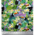 thumbnail image 1 of Soimoi Purple Georgette Viscose Fabric Tropical Leaves,White Floral & Toucan Bird Fabric Prints by Yard 42 Inch Wide, 1 of 1