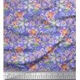 thumbnail image 1 of Soimoi Purple Heavy Canvas Fabric Anemone & Lavender Blue Flower Floral Print Sewing Fabric Yard 58 Inch Wide, 1 of 3