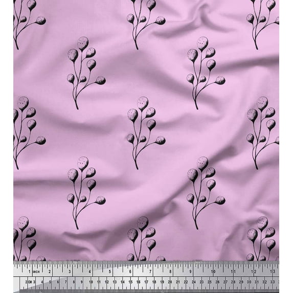 Soimoi Purple Heavy Canvas Fabric Berries Fruit Print Fabric by Yard 58 Inch Wide