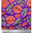 thumbnail image 1 of Soimoi Purple Heavy Canvas Fabric Laurel Leaves & Camellias Floral Print Fabric by Yard 58 Inch Wide, 1 of 3