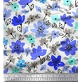 thumbnail image 1 of Soimoi Purple Heavy Canvas Fabric Leaves & Periwinkle Floral Print Sewing Fabric Yard 58 Inch Wide, 1 of 3