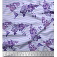 thumbnail image 1 of Soimoi Purple Heavy Canvas Fabric Waves & World Map Print Fabric by the Yard 58 Inch Wide, 1 of 3