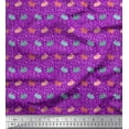 thumbnail image 1 of Soimoi Purple Heavy Satin Fabric Rabbit Animal Print Fabric by Yard 54 Inch Wide, 1 of 3