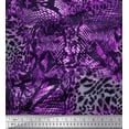 thumbnail image 1 of Soimoi Purple Japan Crepe Satin Fabric Fish & Leopard Animal Skin Print Sewing Fabric Yard 42 Inch Wide, 1 of 3