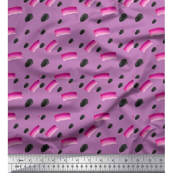 Soimoi Purple Moss Georgette Fabric Brush Stroke Abstract Print Sewing Fabric Yard 42 Inch Wide
