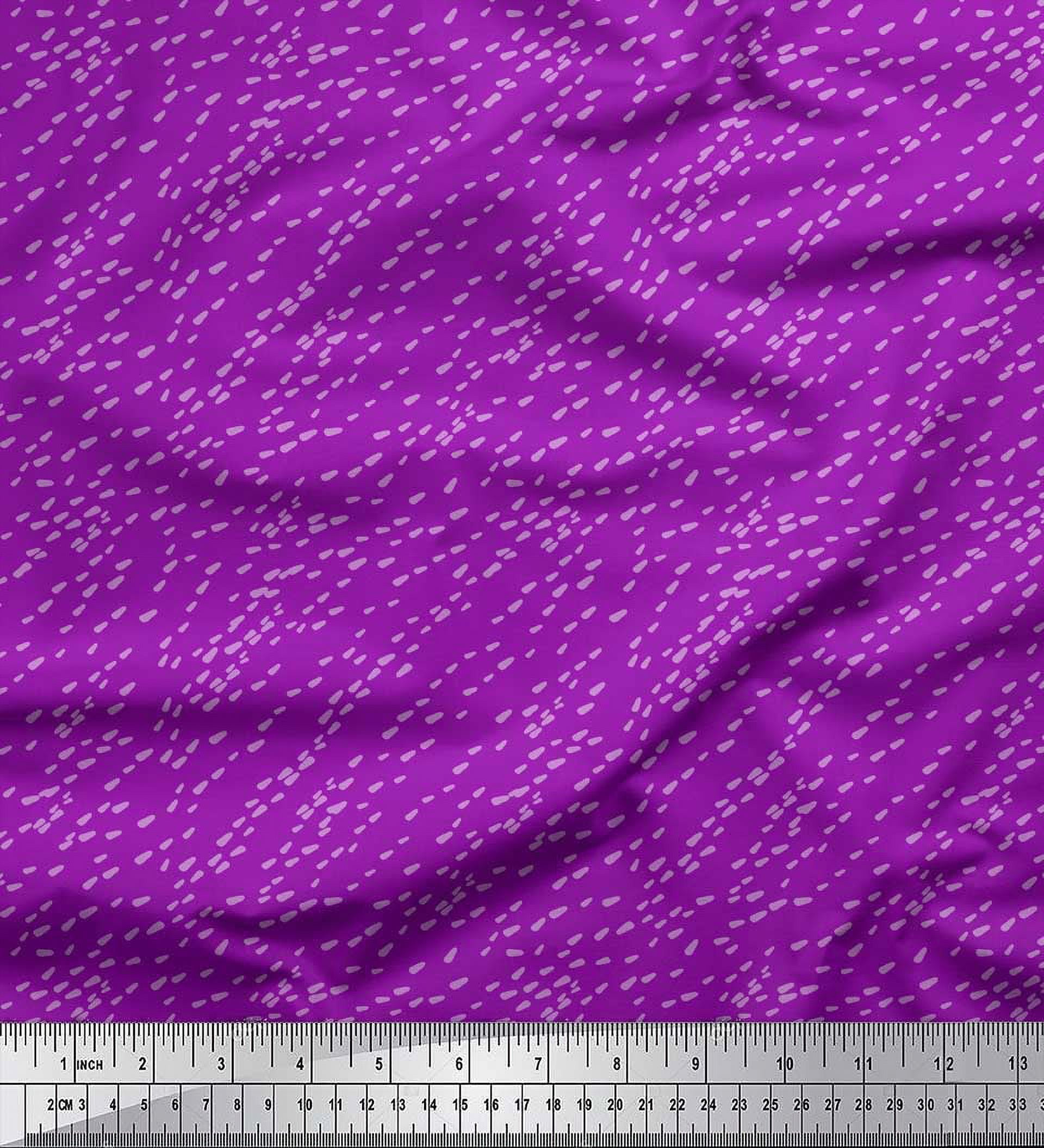 Soimoi Purple Moss Georgette Fabric Brush Stroke Abstract Printed Fabric 1 Yard 42 Inch Wide