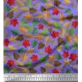 thumbnail image 1 of Soimoi Purple Moss Georgette Fabric Colorful Leaves Clip Art Print Fabric by the Yard 42 Inch Wide, 1 of 3